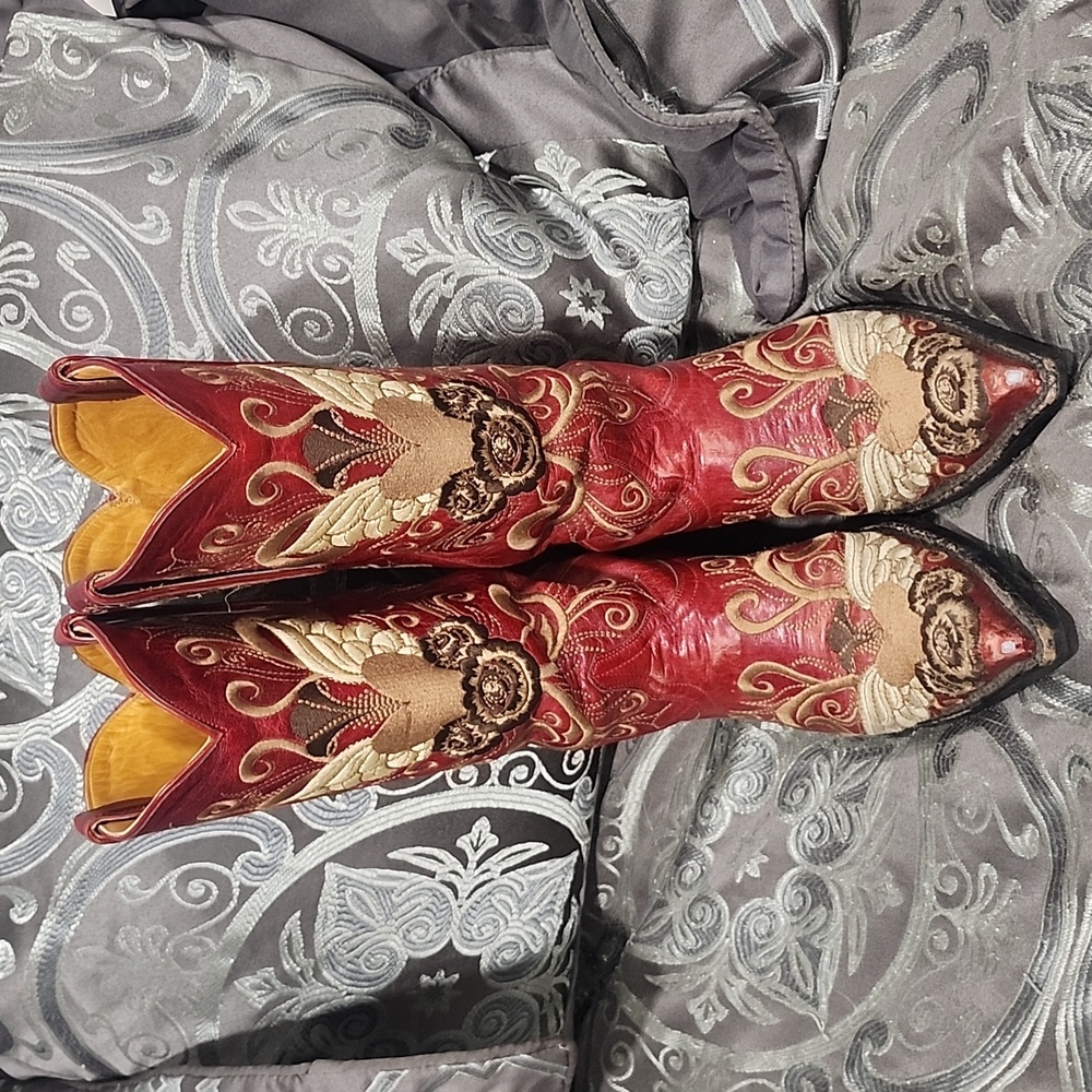 Old Gringo Red Heart With Wings Embroidered Cowboy Or Cowgirl Boots Size 6.5